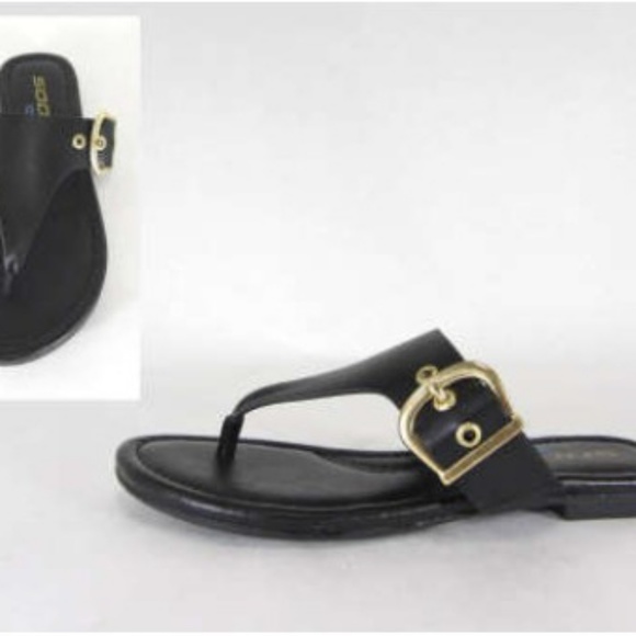 Shoes - Black Slide Thong Sandal.